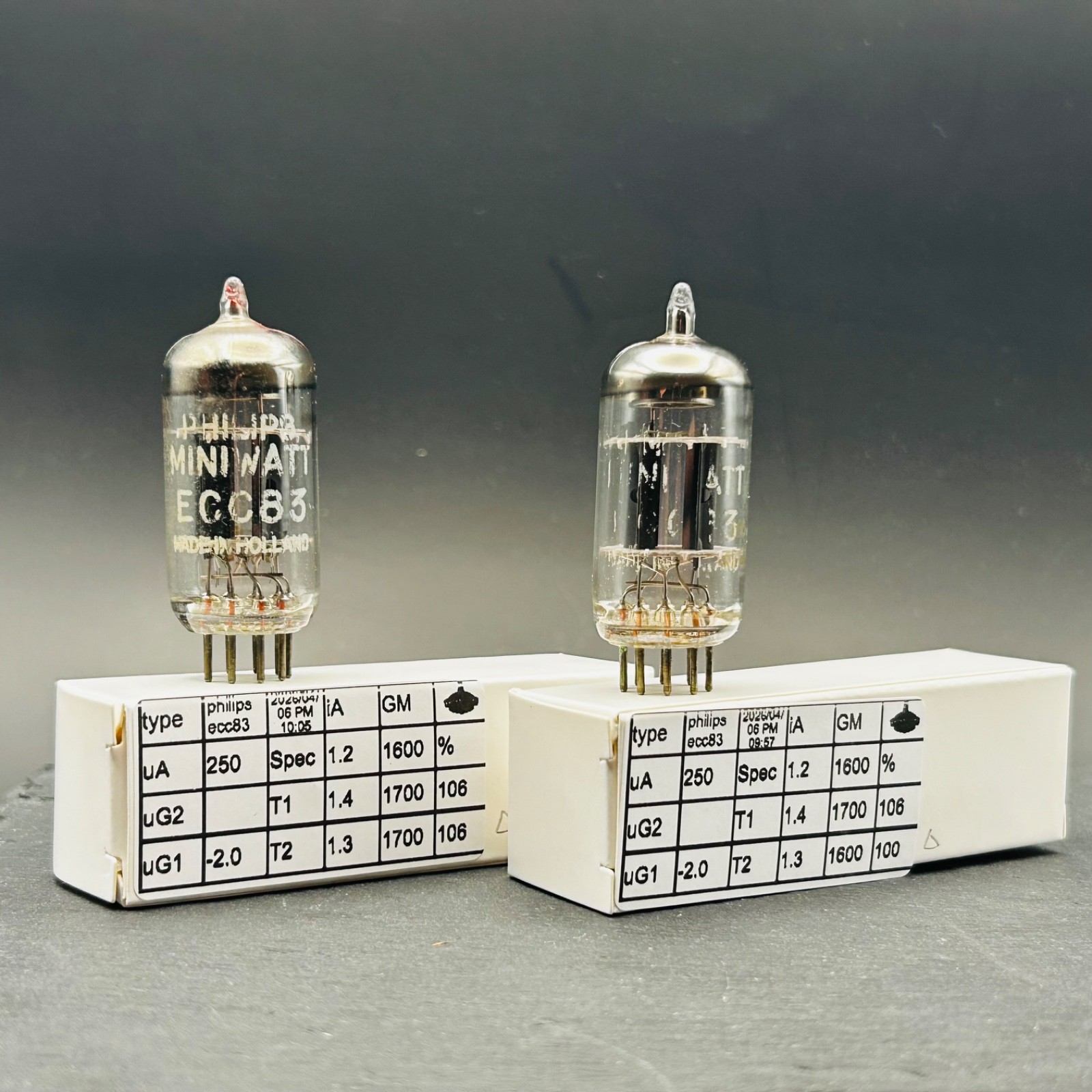 ✅ Philips Miniwatt ECC83 / 12AX7 Heerlen Holland Matched Pair Tested