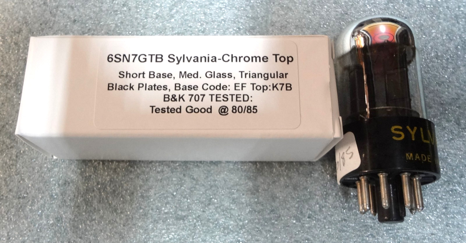 Sylvania 6SN7 GTB Vacuum Tube. 5-Hole Plates. Chrome Dome. Used. Tested