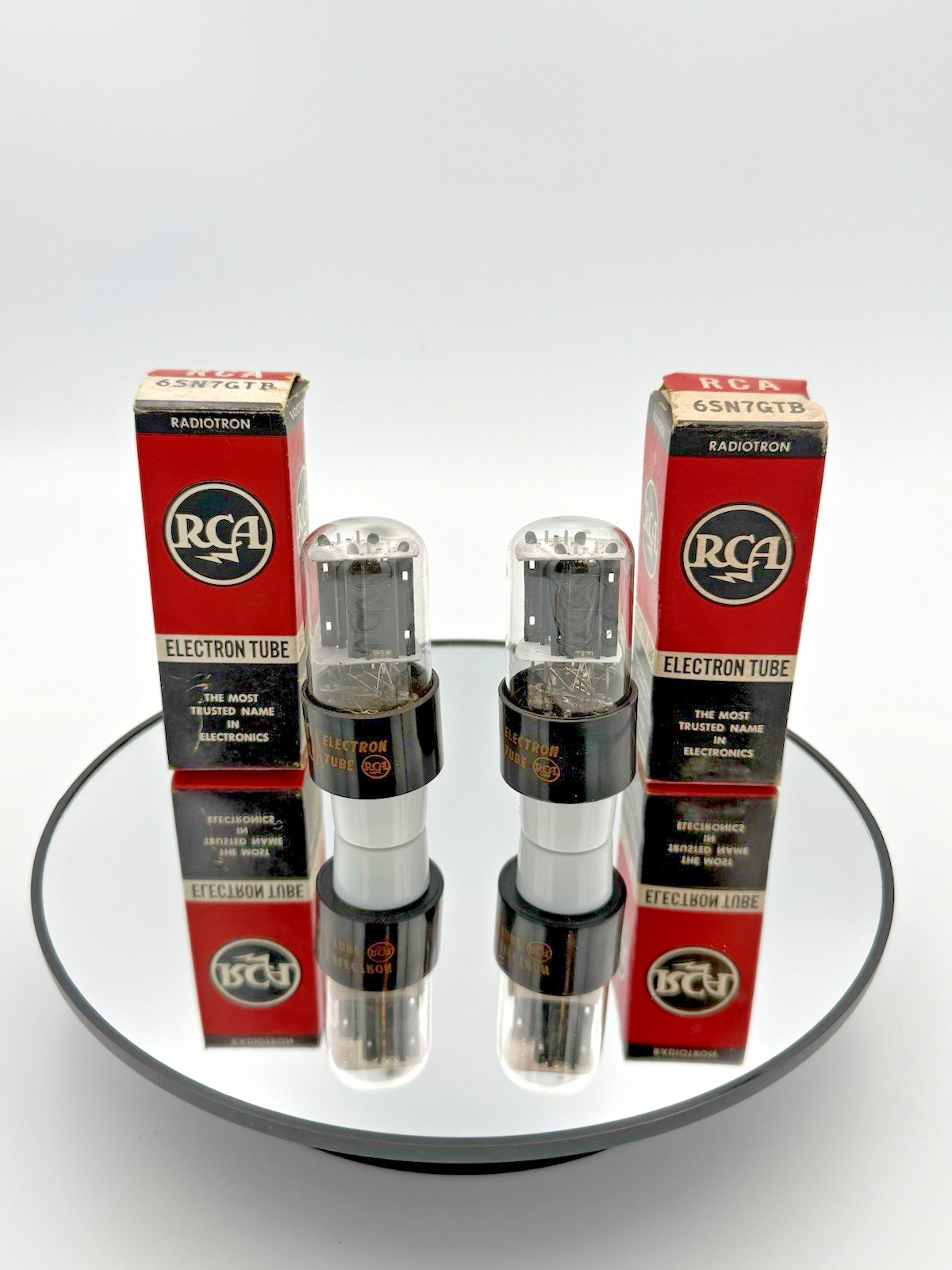 2 RCA 6SN7GTB Vacuum Tubes – Black Plates – Bottom D Getters – Untested