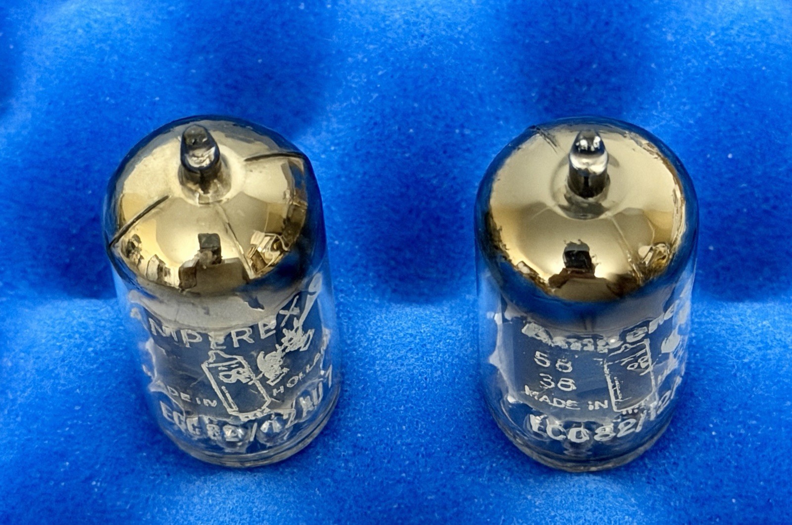 TWO Amperex ECC82 12AU7 Tubes /Amplitrex Tested / Foil D Getters / Long Plates