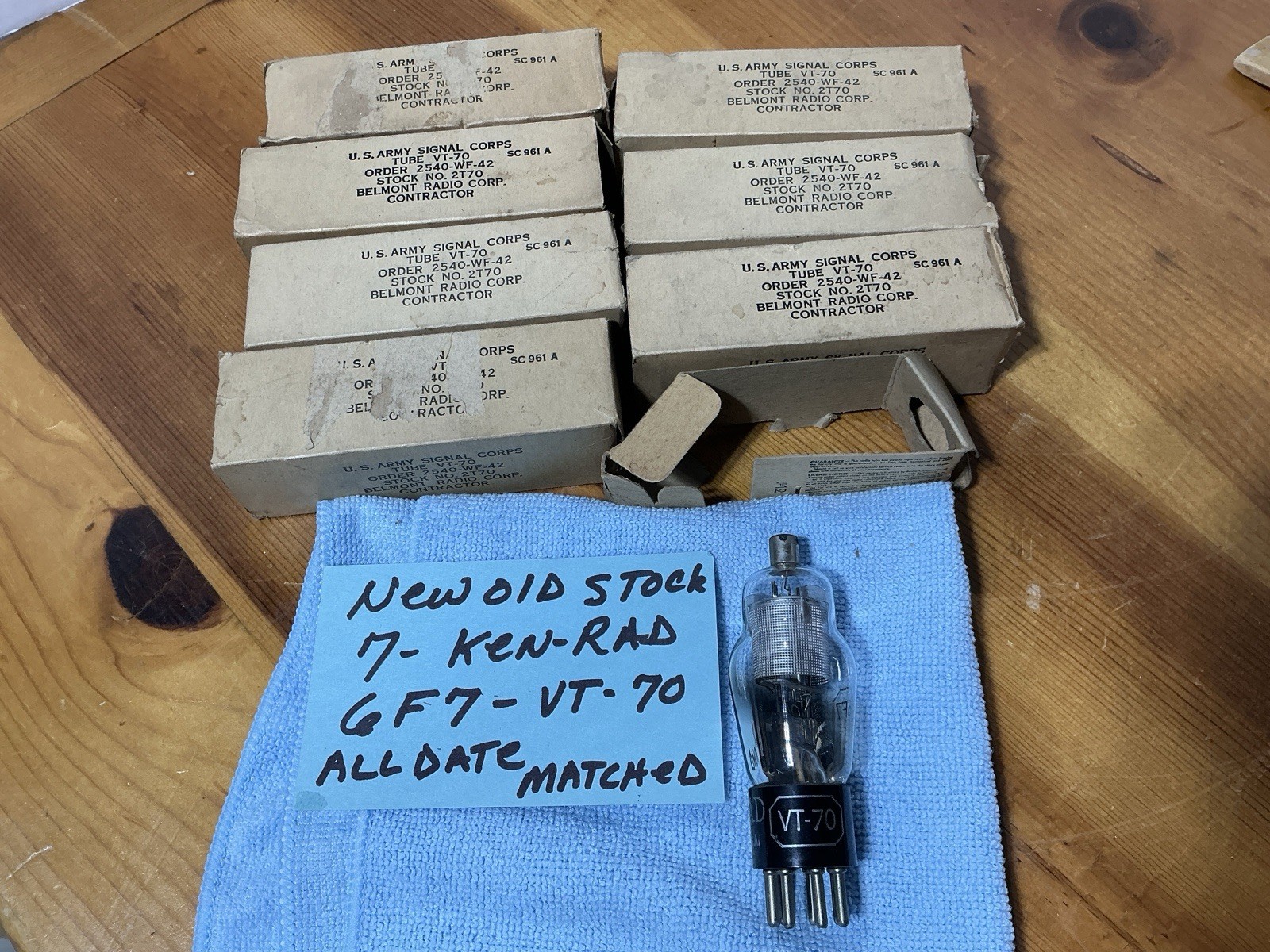 Lot Of 7 VT-70 Ken-rad 6-F7 NOS Vacuum Tubes Pentode Triode U.S. ARMY MILITARY
