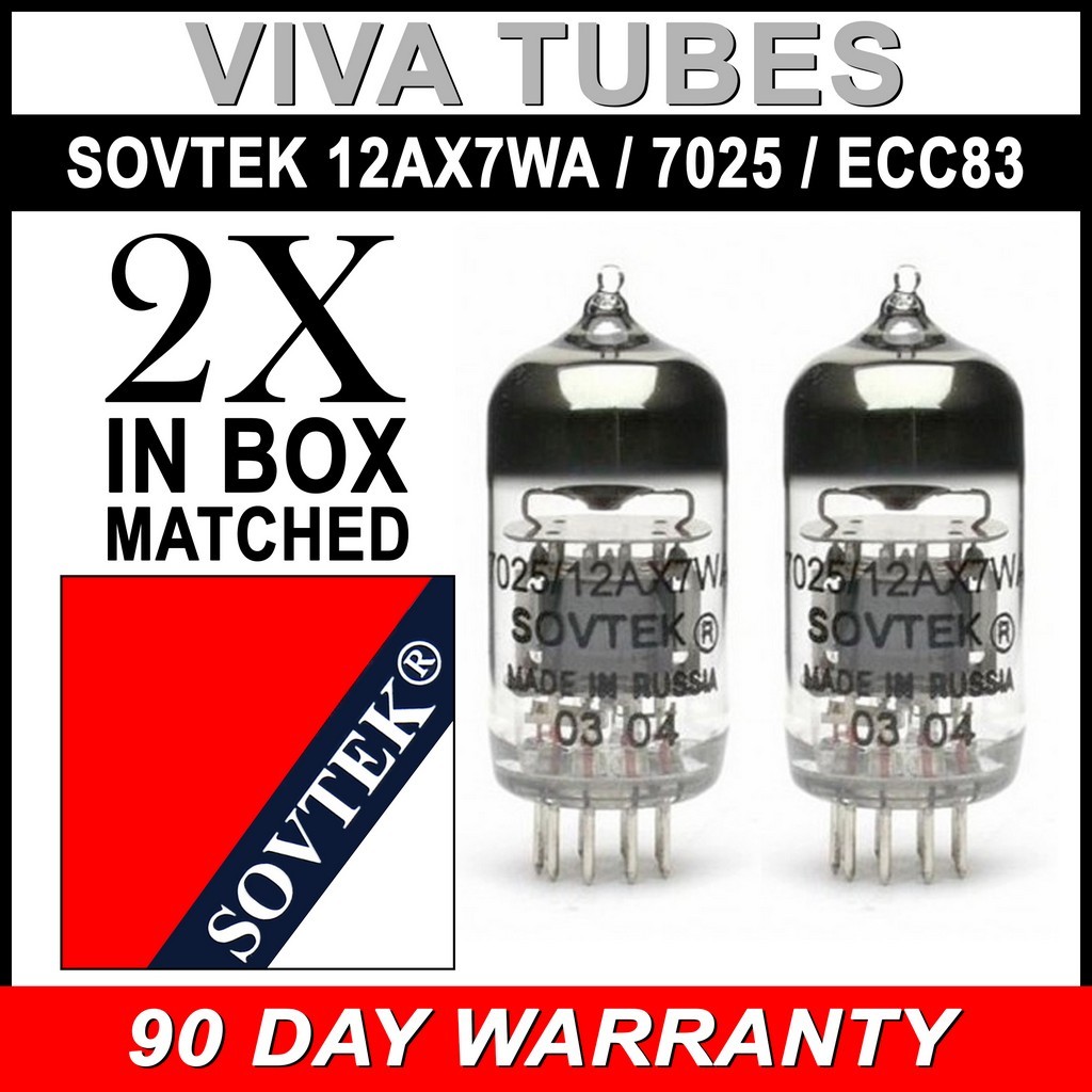 Gain Matched Pair (2) Sovtek 12AX7WA 7025 ECC83 Vacuum Tubes – Brand New