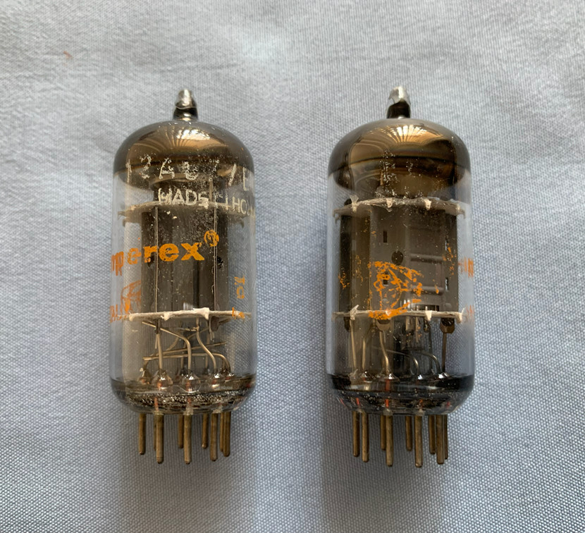 (2) Amperex 12AU7 ECC82 Vacuum Tubes. Made in Holland. Test strong.