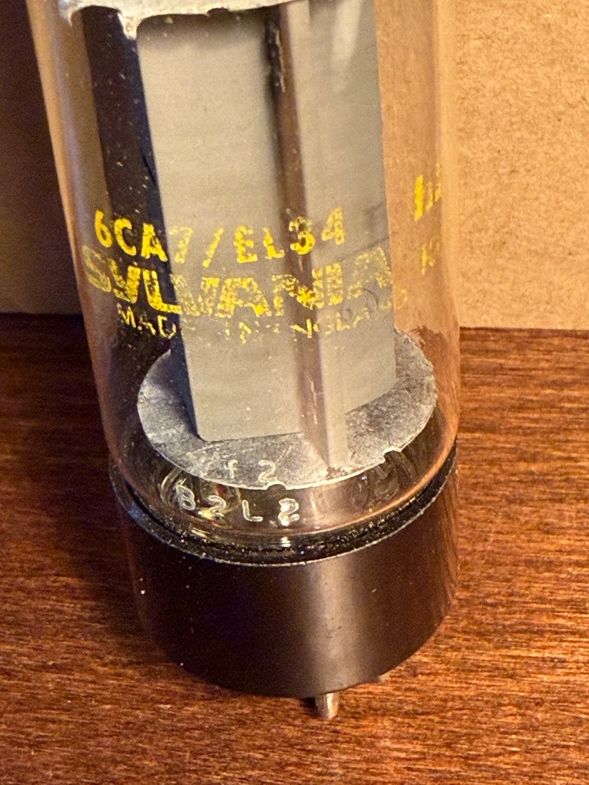 EL34/6CA7 Matched Pair Mullard made for Valvo and Sylvania, XF2, XF4 single halo