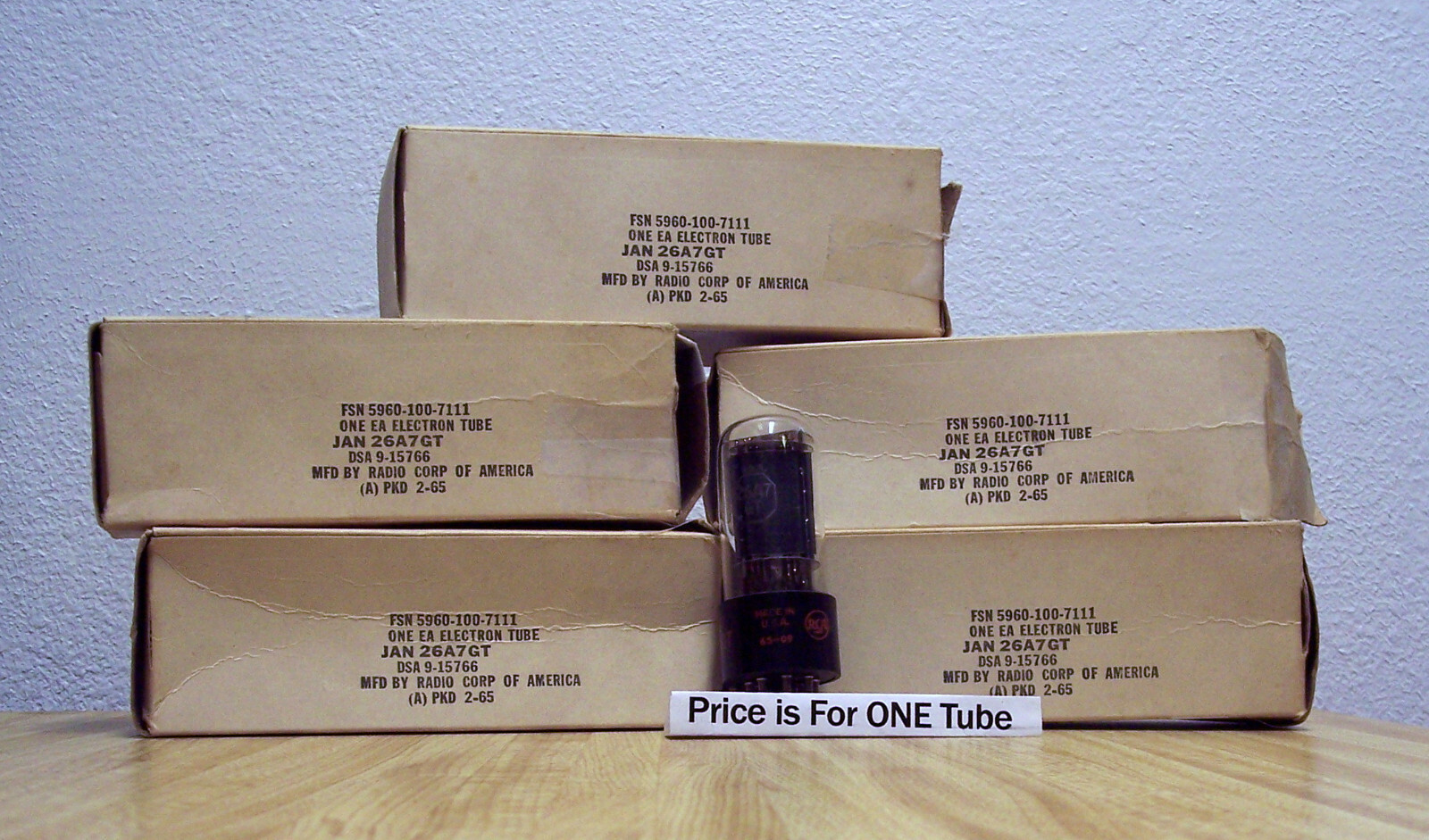 JAN RCA 26A7GT Double Beam Power Output Tube NOS 2/65 Quantity Tested