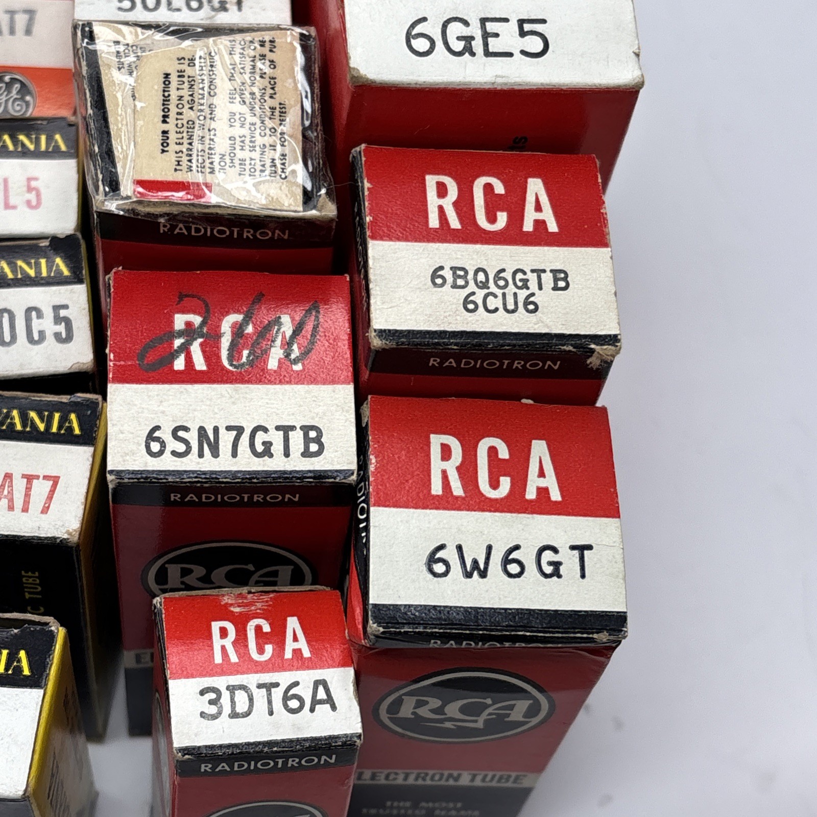 Vacuum Tube Lot RCA GE Sylvana Westinghouse CBS Tung Sol 28 Boxes 9 loose