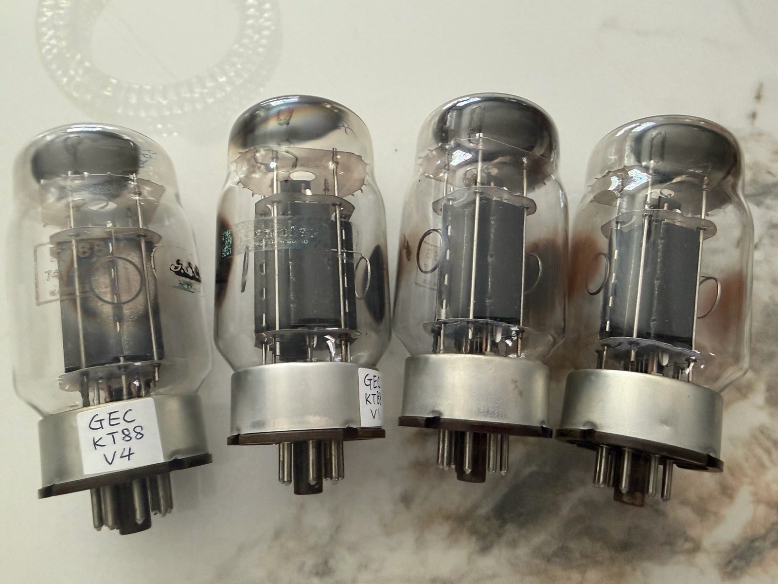 GEC KT88 6550 Black Plate O getter Tested Quad Tubes Strong 70’s