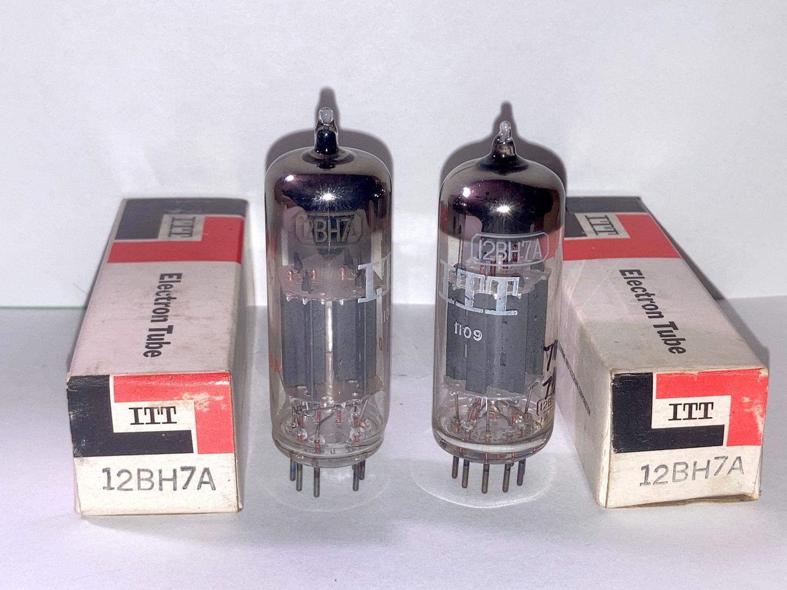 Matsushita Marked ITT 12BH7A Gray Plate Tubes, Pair, NOS, Tested