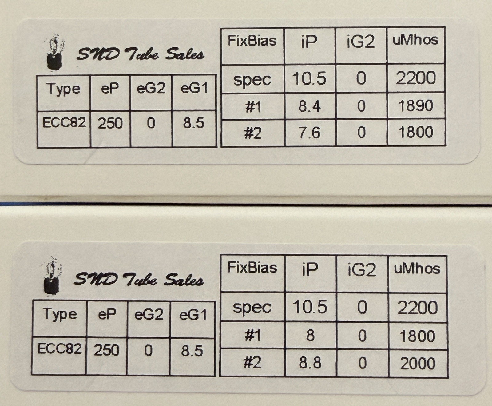 TWO Amperex ECC82 12AU7 Tubes /Amplitrex Tested / Foil D Getters / Long Plates