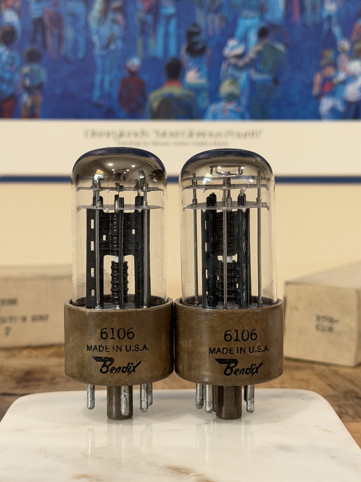 PAIR NOS NIB BENDIX RTMA 6106 / 5Y3 Triple Mica 4 Support Rods DD GETTER Tubes