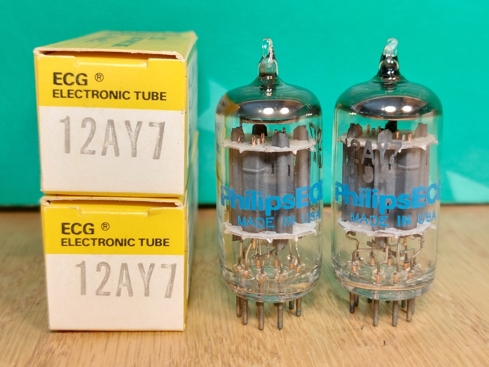 Matched Pair of Sylvania (Philips ECG) 12AY7 NOS NIB Vacuum Tubes