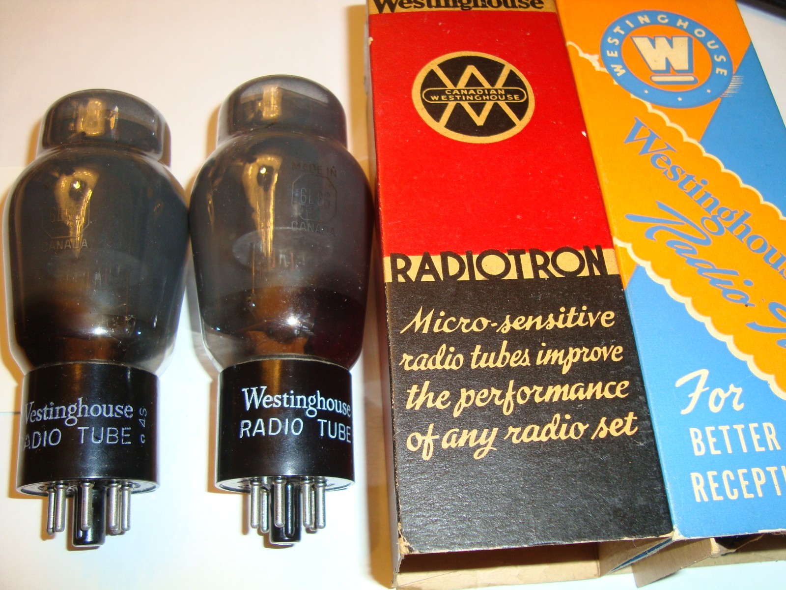 One Matched Pair 6L6G Tubes, Branded Westinghouse, NOS Ratings