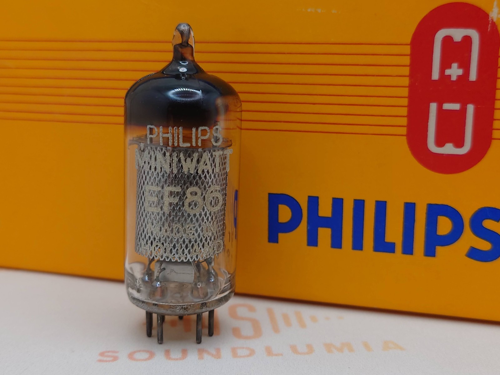 1x Mullard EF86 Long Mesh Plates Square Getter – Blackburn ’58 – Philips Label