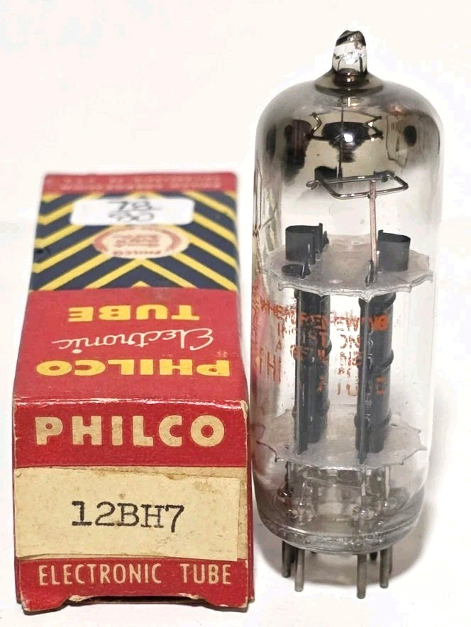 1 Philco 12BH7A Black Plate Square Getter Vacuum Tube Tested NOS On TV 7