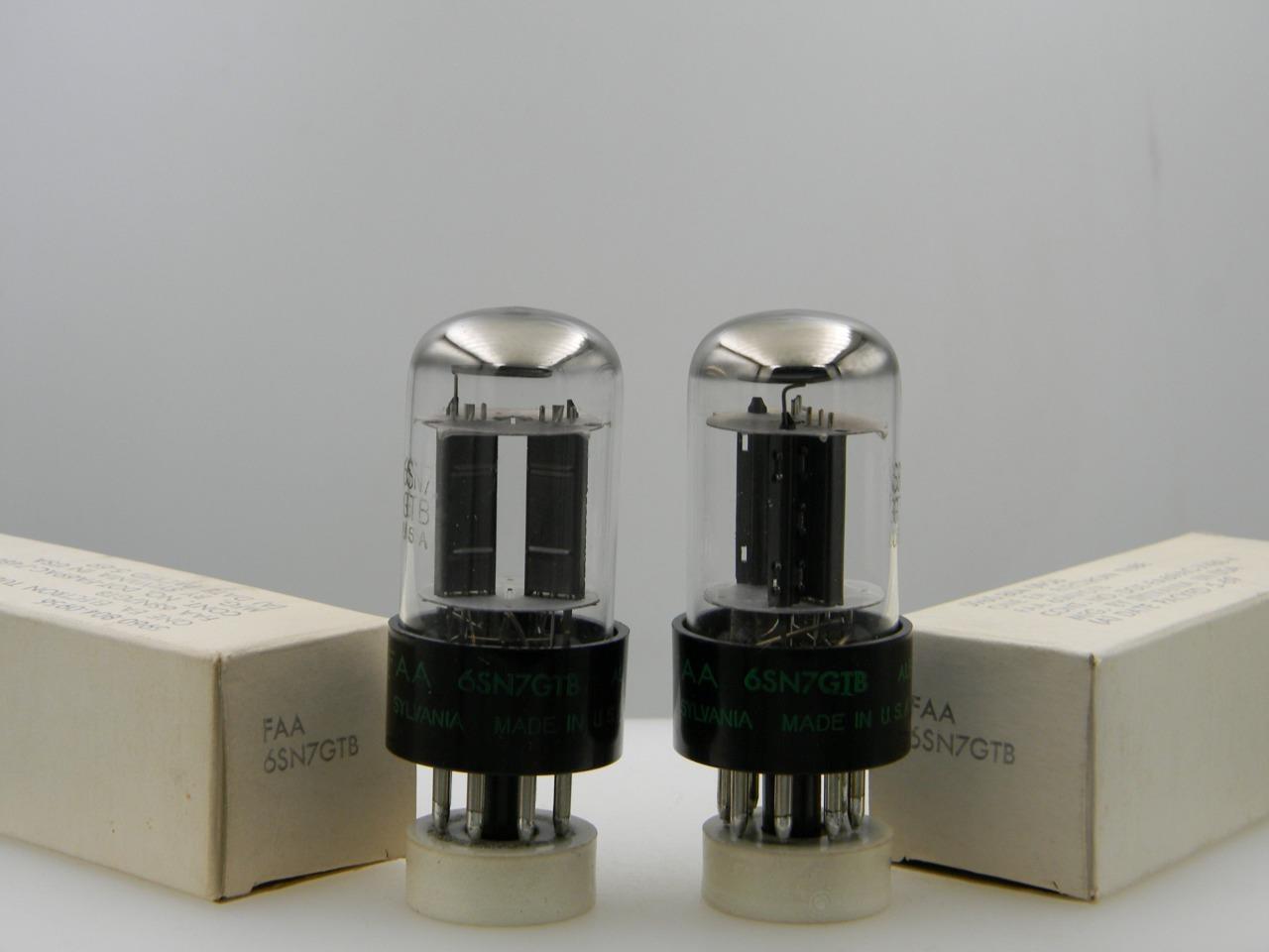 Matched Pair 1969 Sylvania FAA 6SN7GTB NOS NIB Black V Plates Serious Tubes A439