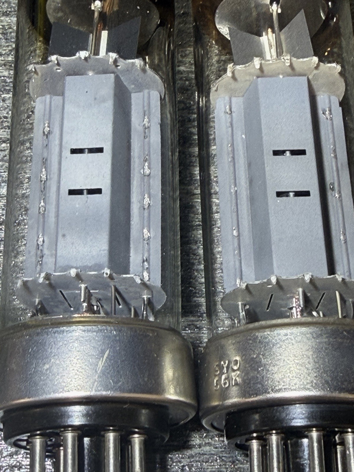 1956 PHILIPS EINDHOVEN METAL BASE EL34 TUBES Gm & CURRENT MATCHED PAIR TEST NOS