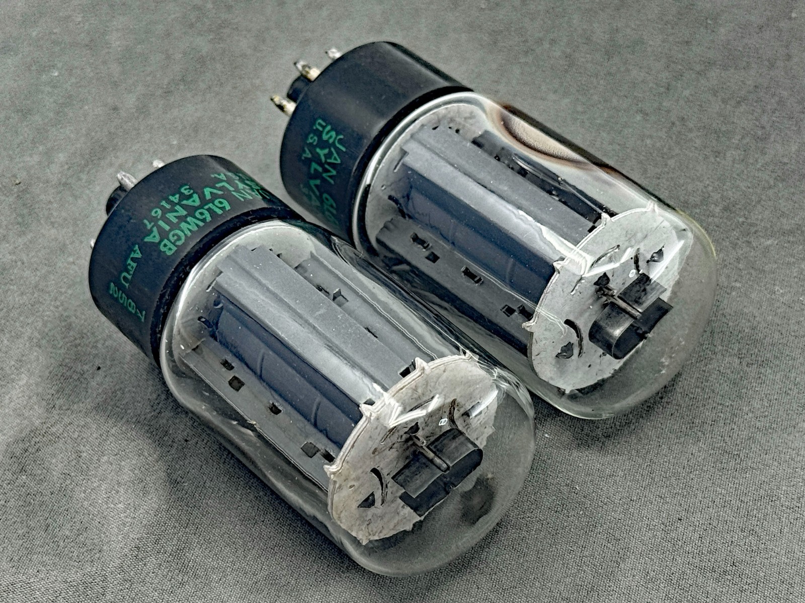 Matched Pair Sylvania 5881 JAN-6L6WGB Mil Spec Power Tubes Exc Cond Tests NOS