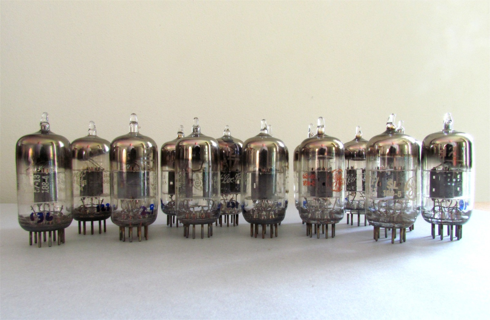 General Electric 12AT7 Vacuum Tubes Hickok Tested Lot of 15
