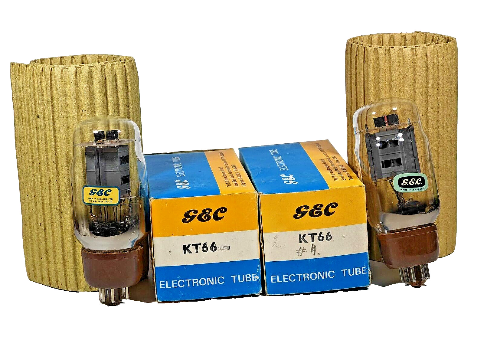 PAIR KT66 GEC BEAM -POWER TETRODE TUBE TESTED WITH ROETEST V10 BY CURVES NEW