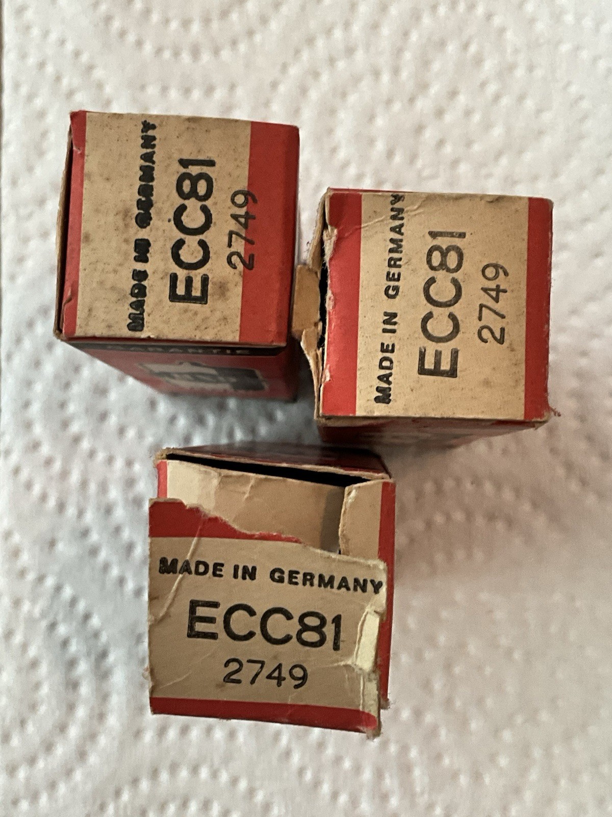 Lot Of 3 Vintage RSD ECC81 12AT7 Vacuum Tubes NOS Original Box German-Untested