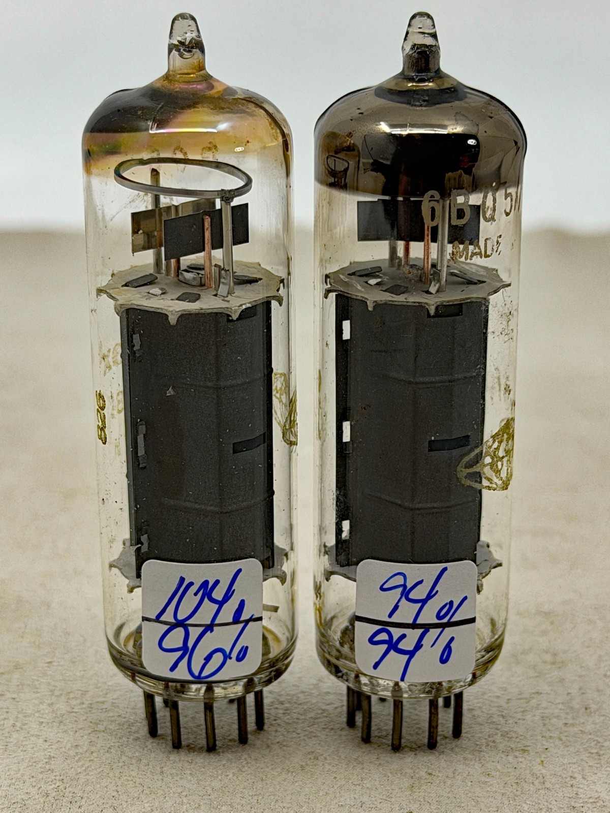 (2) Ei Amperex EL84 6BQ5 Power Tubes Gray Plates O Getters Test Strong Amplitrex