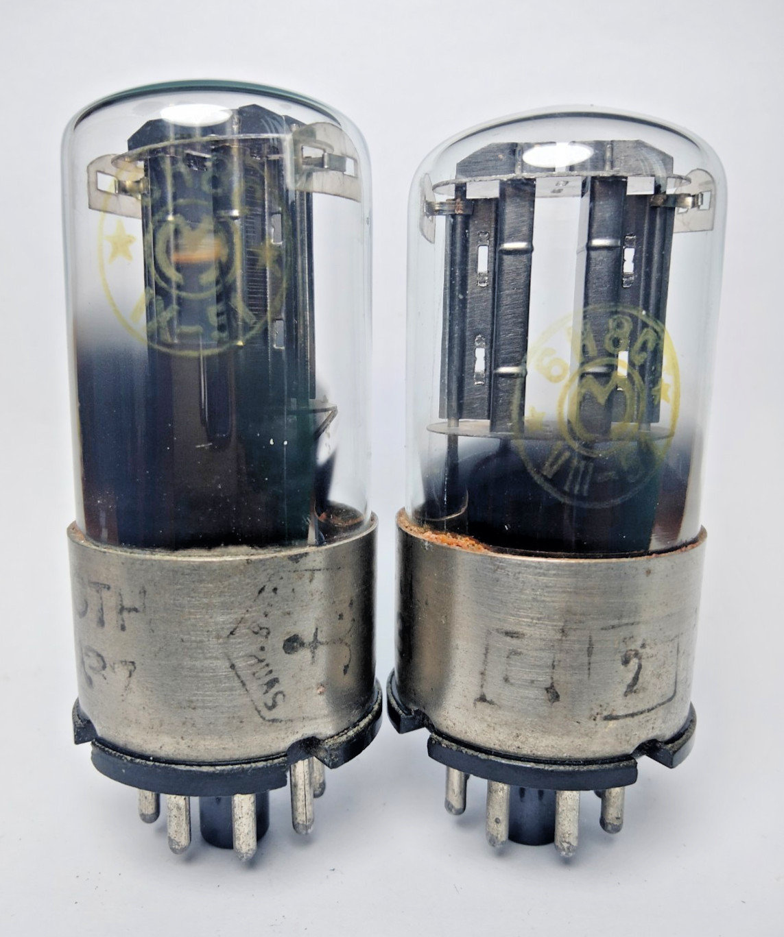 2 pcs NEW 6N8S /6SN7/ ECC32 Melz Metal Base tybes Matched Pair, 51 year