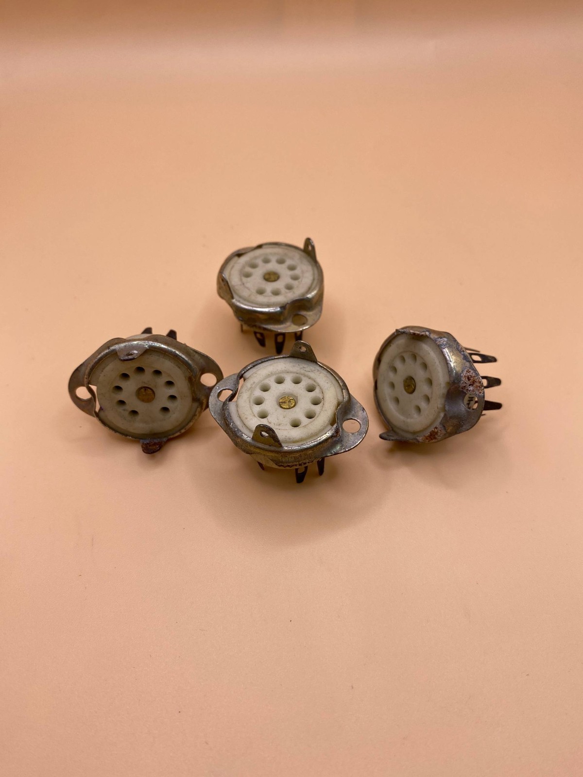 4PCS NOS 9-Pin Tube Socket Ceramic PLK-9 ECC82/ECC83/12AX7/12AU7/EL84