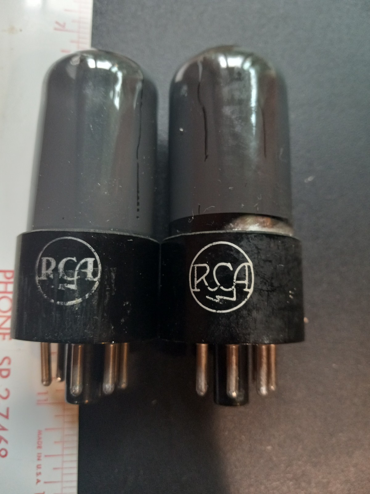 Pair RCA 6V6GT/G Power Amp Tubes, 1940s, Closely Matched Gm and Ip