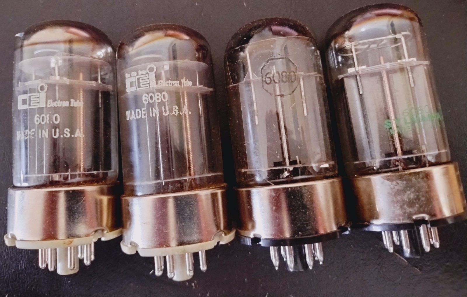 6080/6AS7G vacuum tubes 4 pcs RCA, 2 CEI (Sylvania), 1 JAN Sylvania tested