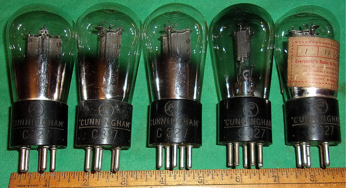 (5) Cunningham C-327 Audio Triode Mesh Plate! Test Great! (1929) Hi Fi/Radio