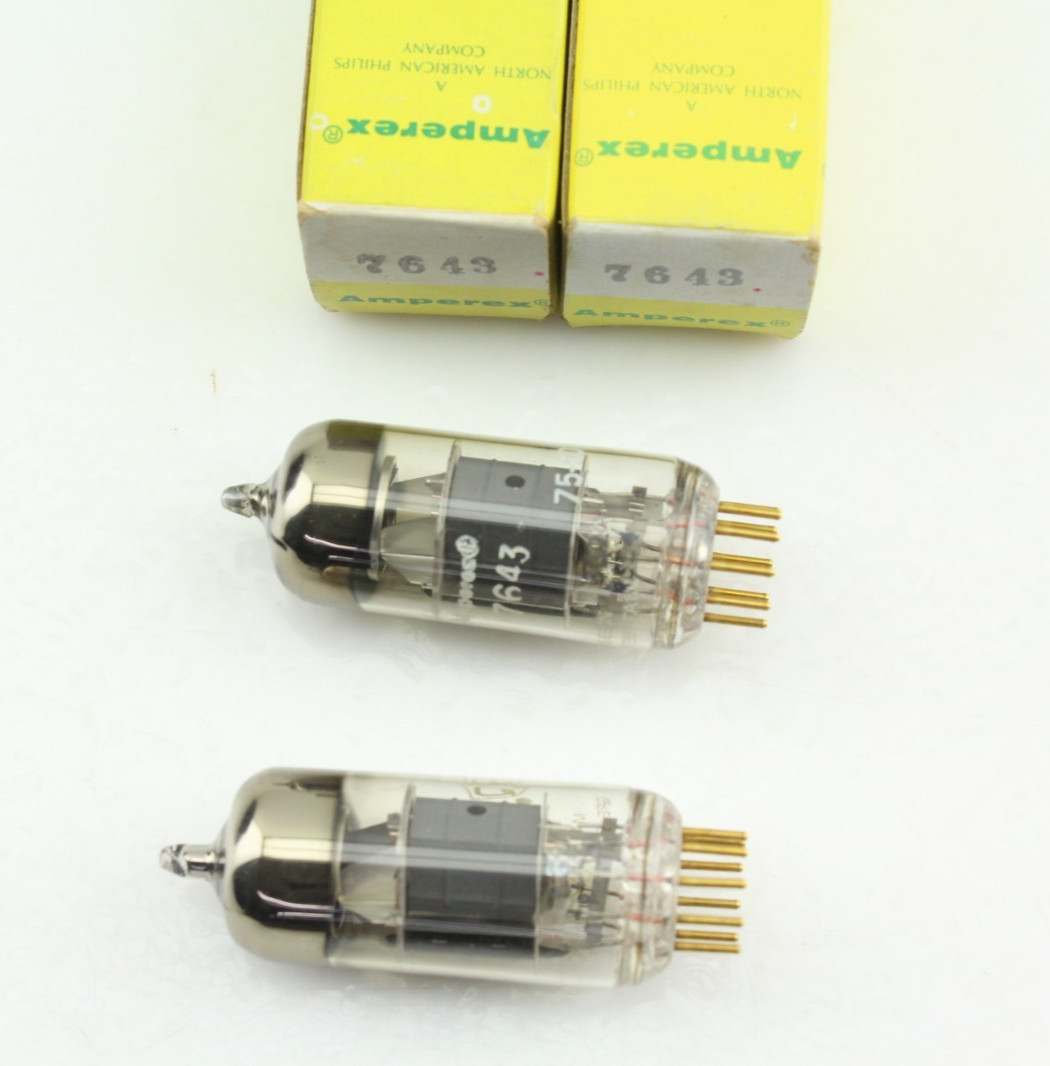 New Qty 2 Amperex 7643 PQ Mullard Mitcham Matched Pair Grey Plates O Getter