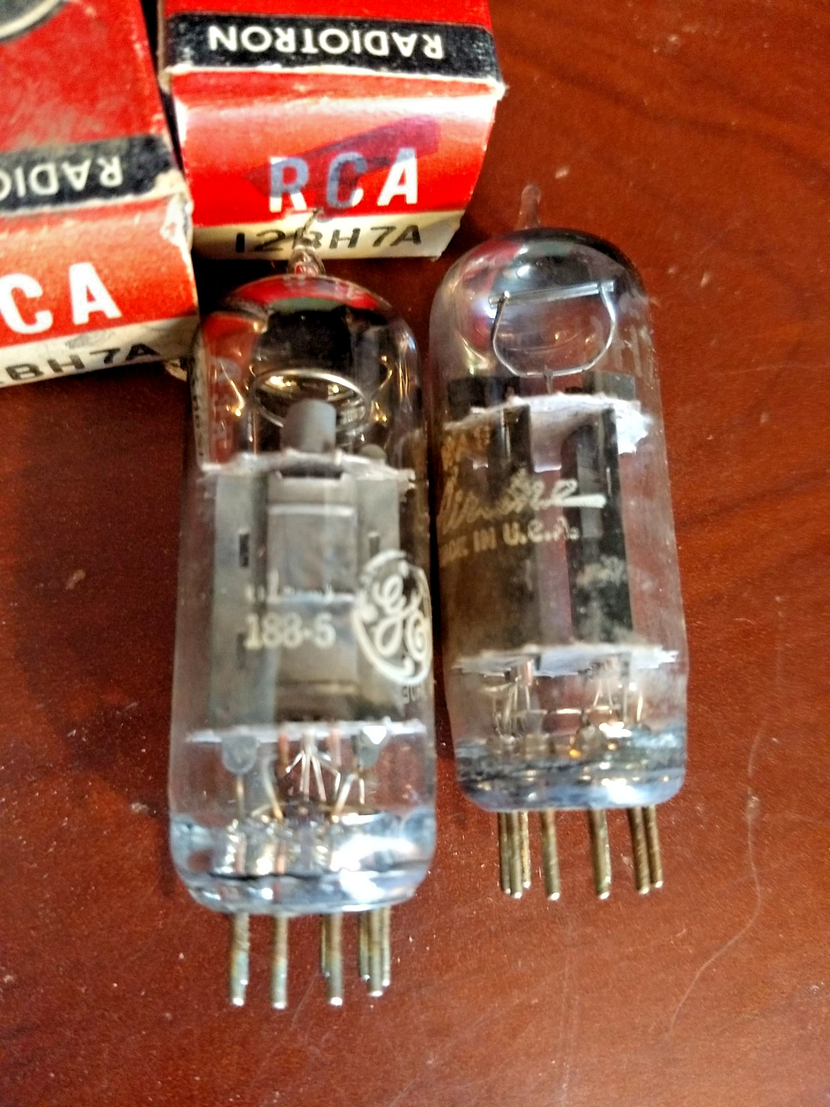 Pair GE? AIRLINE USA 12BH7A Gray Long Plate O Get Vacuum Tubes Tested GOOD NOS ?