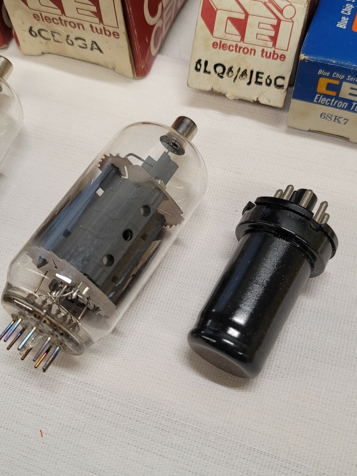 CEI 6CD6GA 6LQ6 6JE6C 6SK7 927 Vacuum Power Amplifier Radio Tv Tube Metal Glass