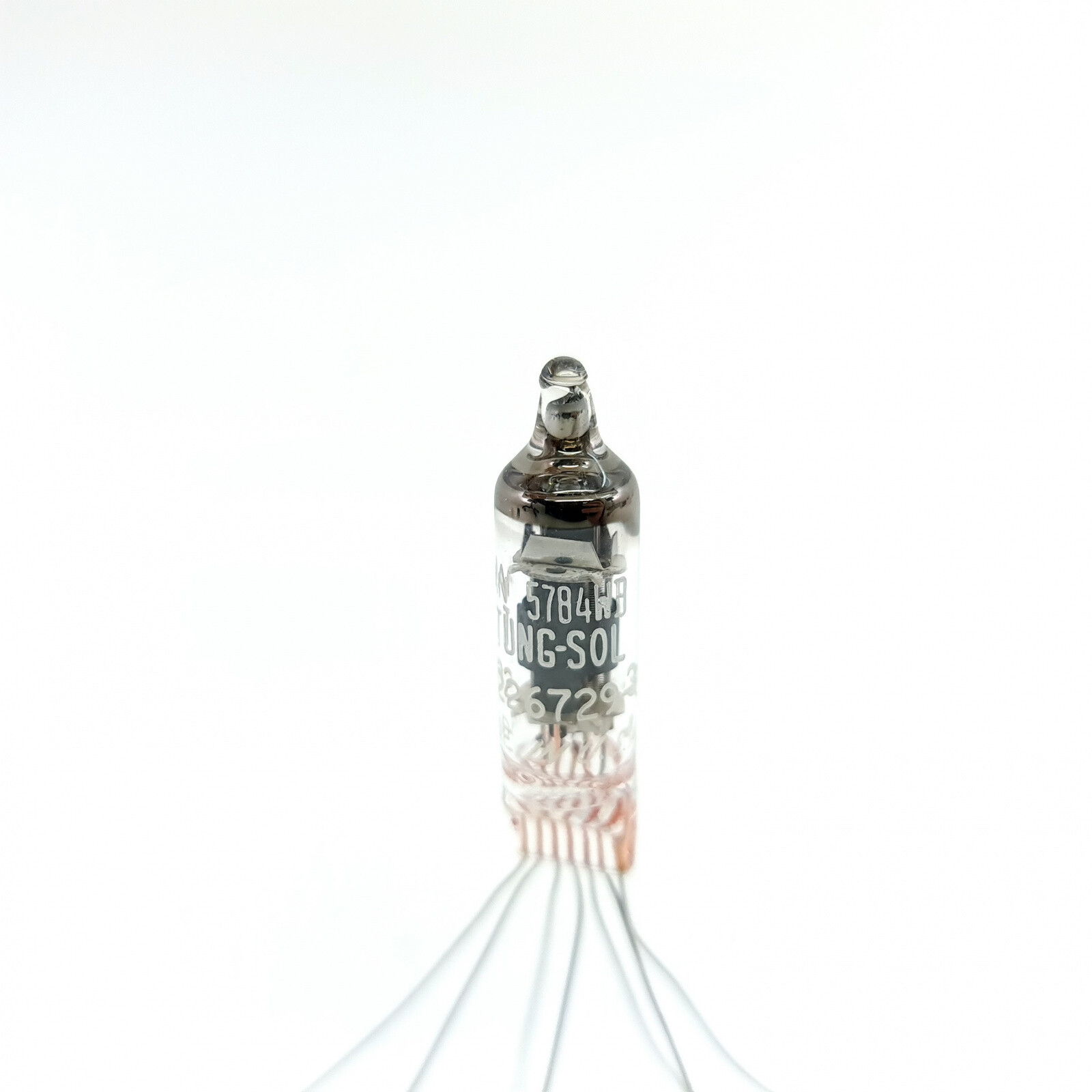 1 X JAN 5784WB TUNG-SOL TUBE. RECTANGULAR GETTER. 2. CE808