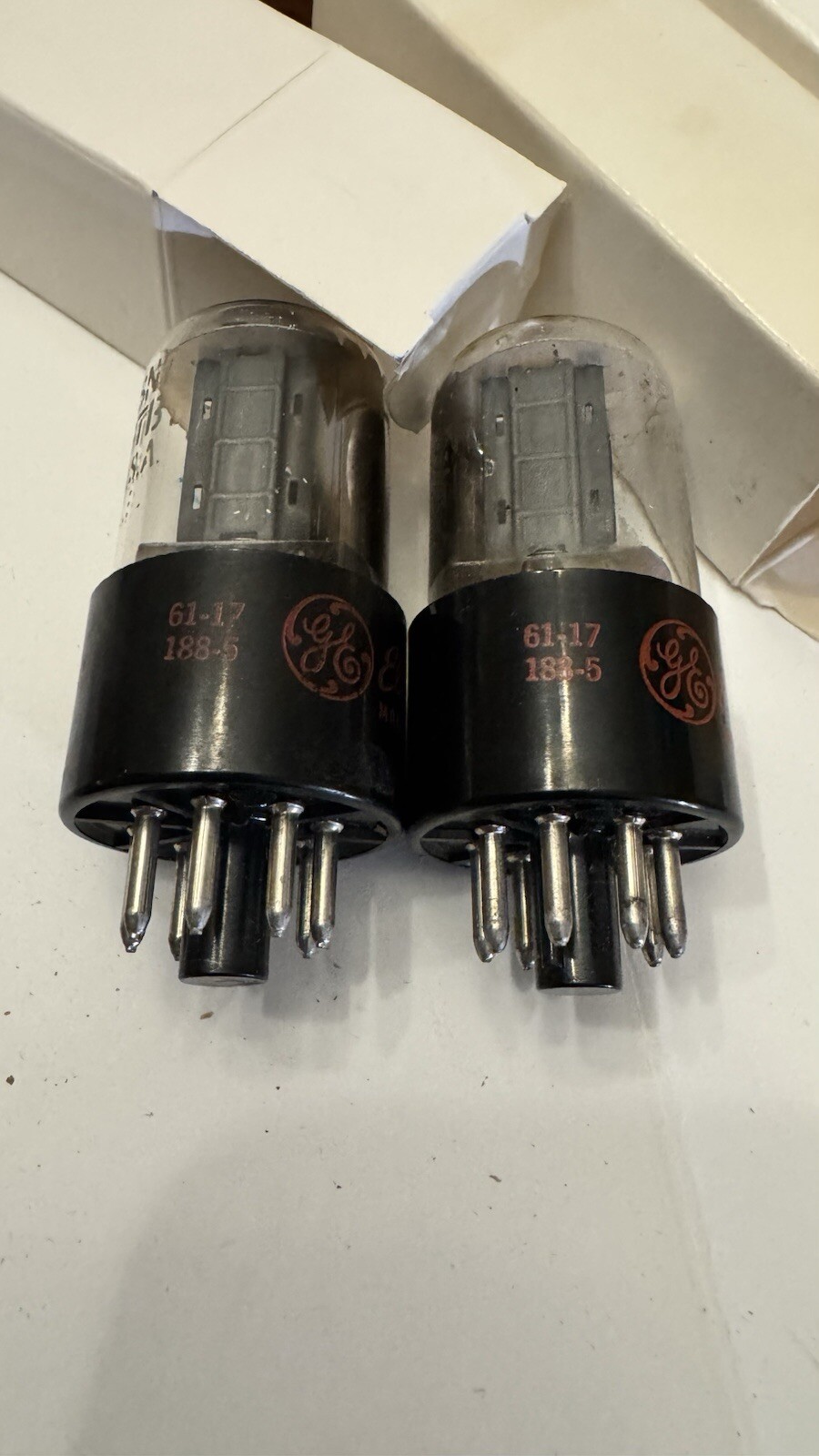 Matched Pair 60s 6SN7GTB 6sn7 Audio Tubes Black Plates Side D Getters