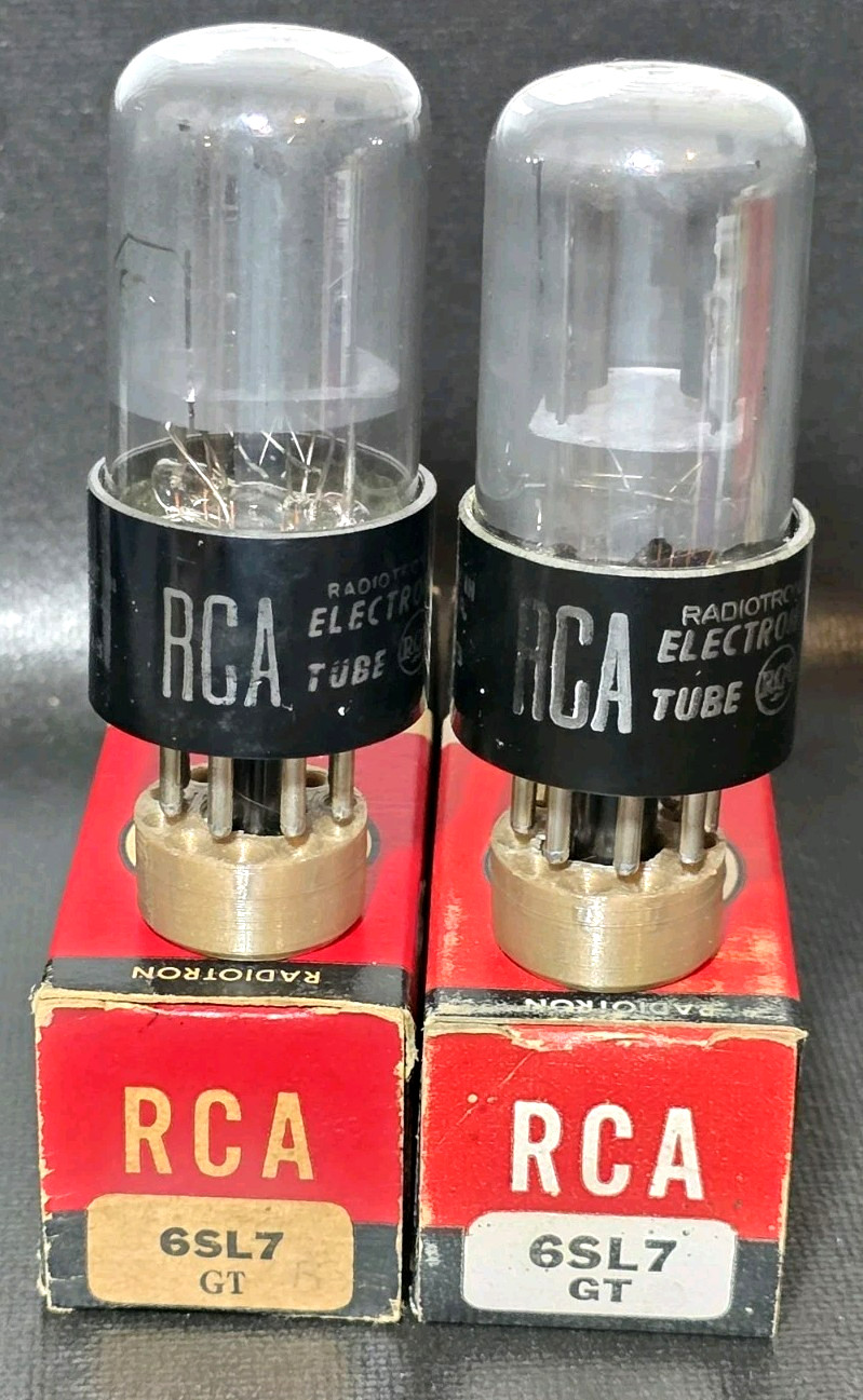 Matched Pair RCA 6SL7GT Smoked Glass Vacuum Tubes Tested NOS On Hickok