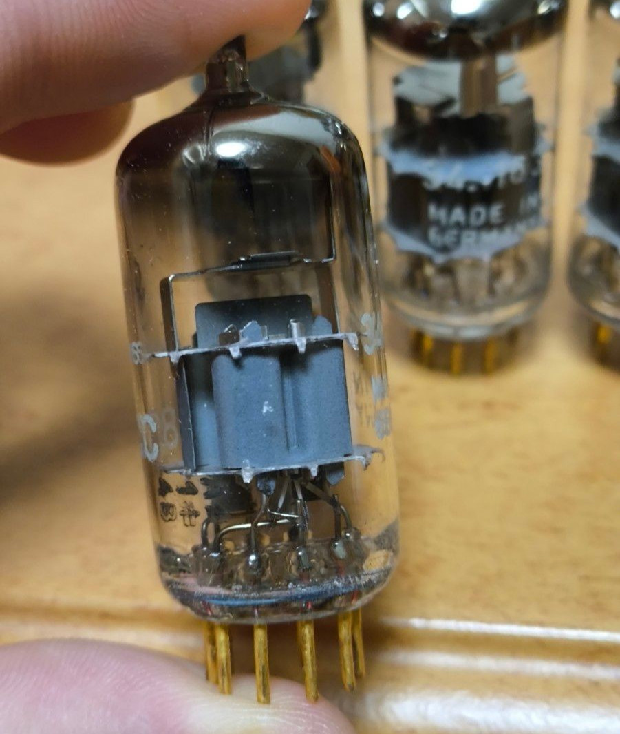 Siemens E88CC 6922 Grey Shield Vacuum Tubes Matched Quad 1961