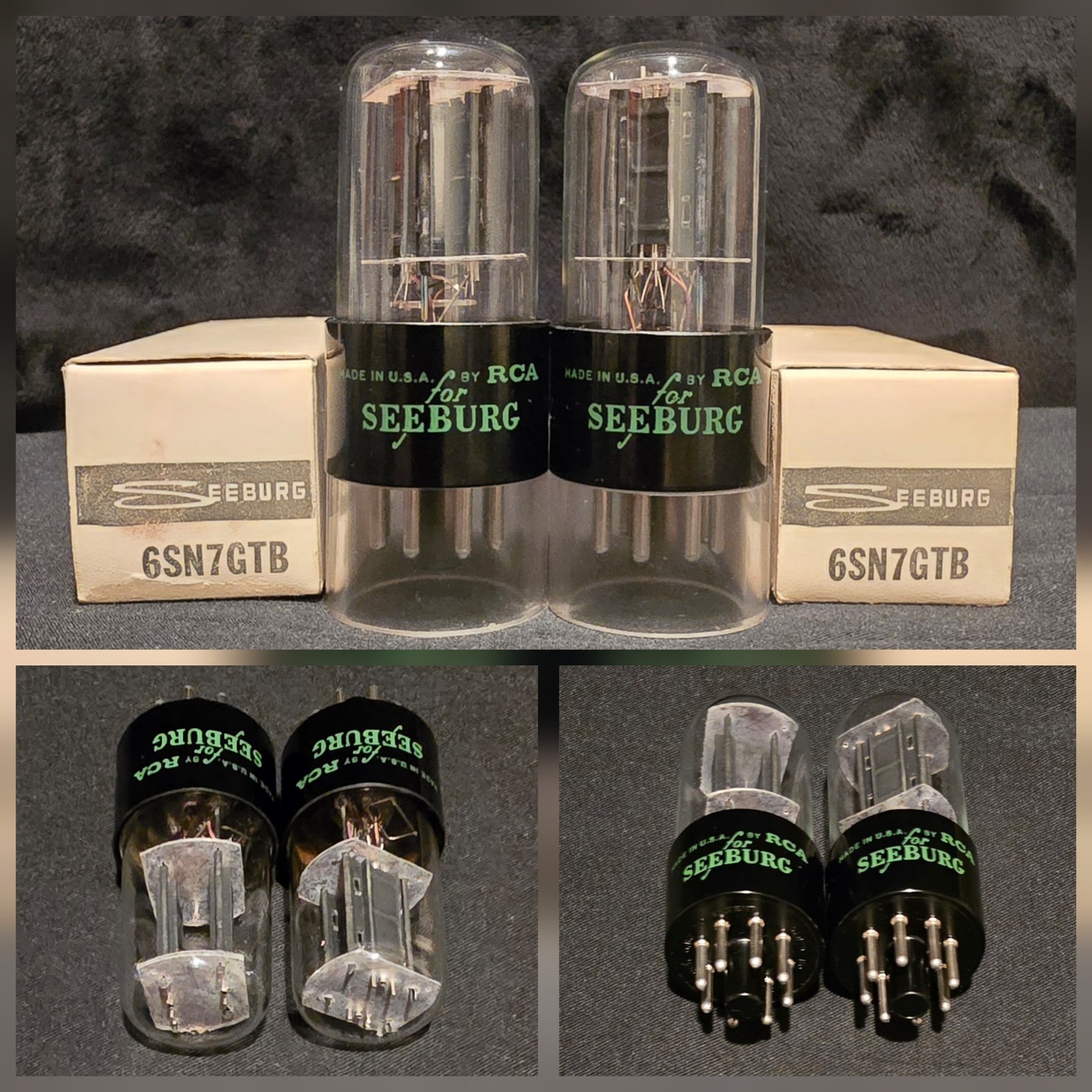 RCA SEEBURG 6SN7GTB TUBE STAGGERED PLATE 2 HOLE TOUGH DOGs PERFECT MATCHING SET