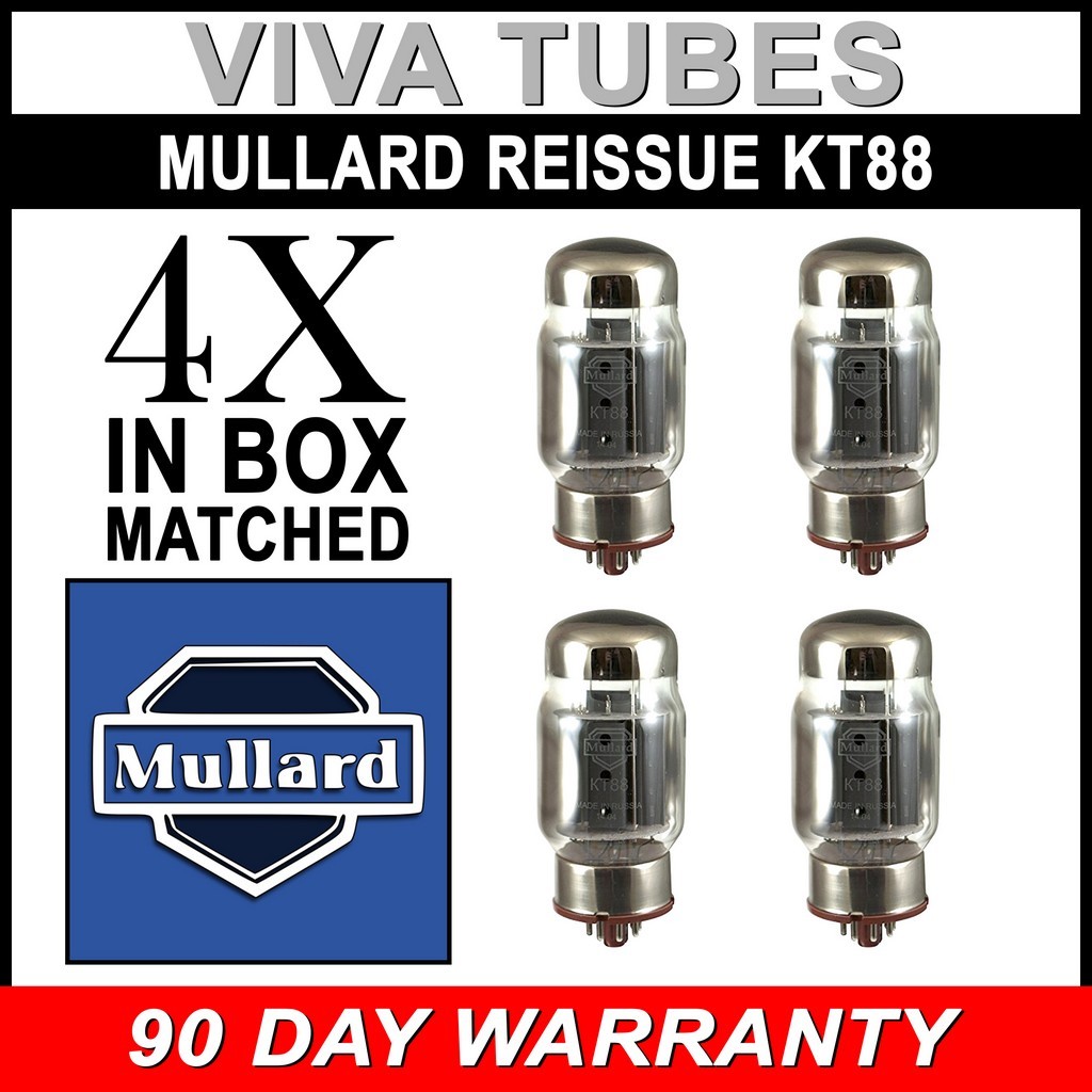New Plate Current Matched Quad (4) Mullard Reissue KT88 / 6550 Vacuum Tubes