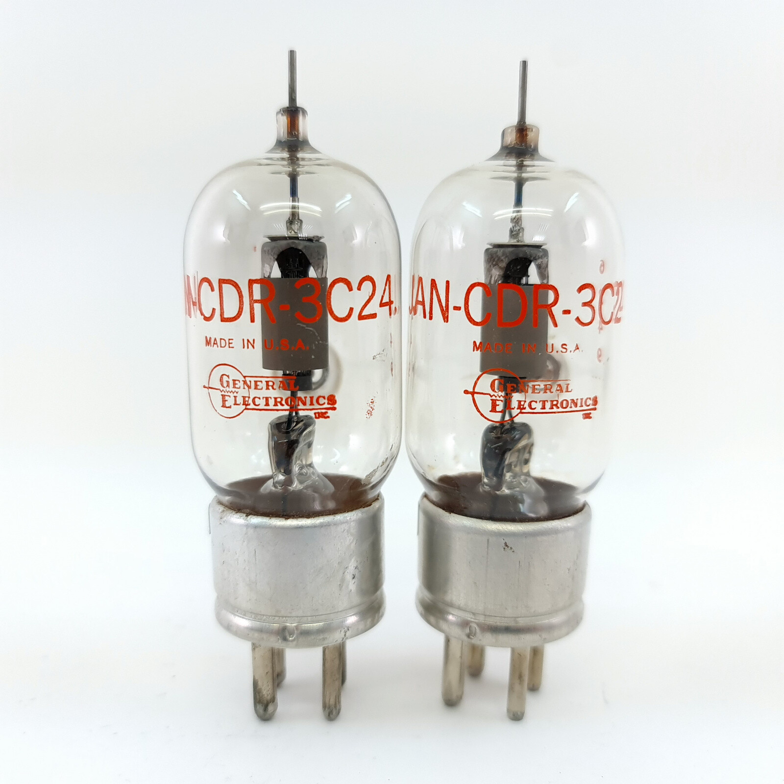 2 X JAN 3C24 GENERAL ELECTRONICS TUBE. 1960s PROD. MATCHED PAIR. 14. CB403