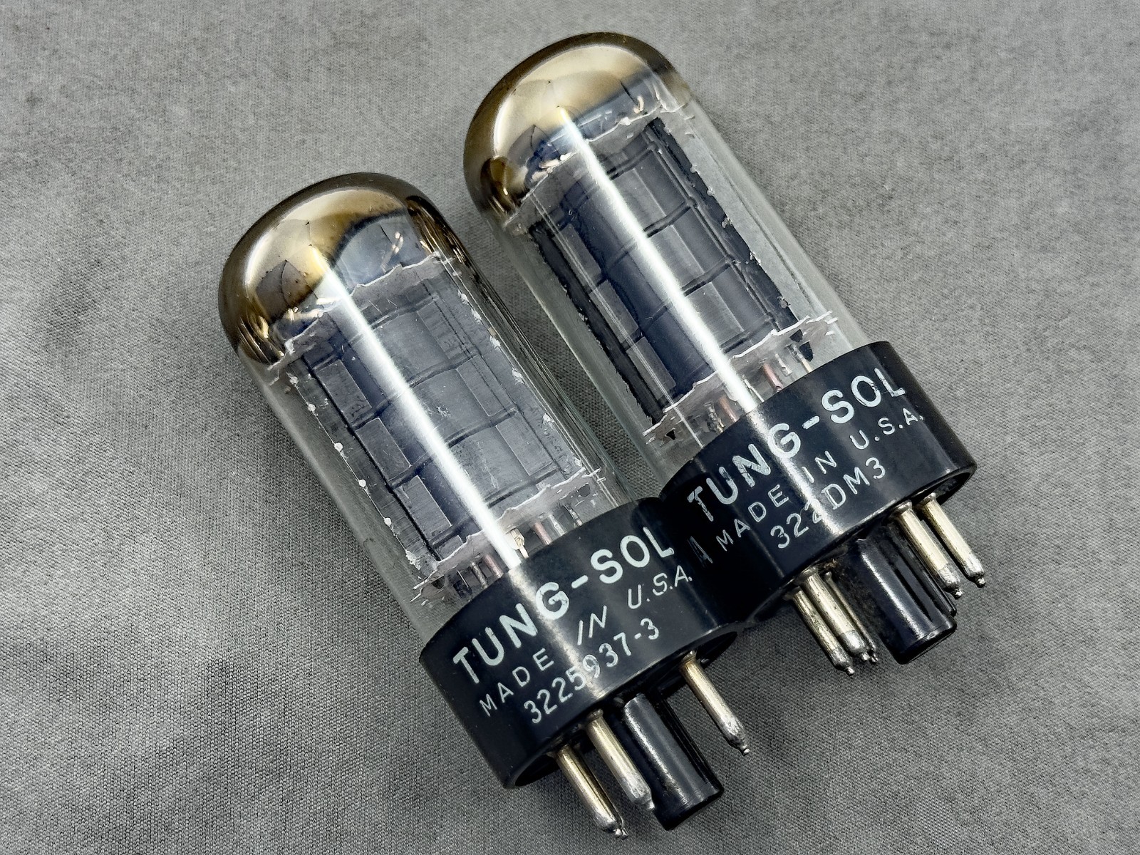 (2) Tung-Sol 6V6GTA Power Tubes Tall Black Plates Horseshoe Getters Tests NOS