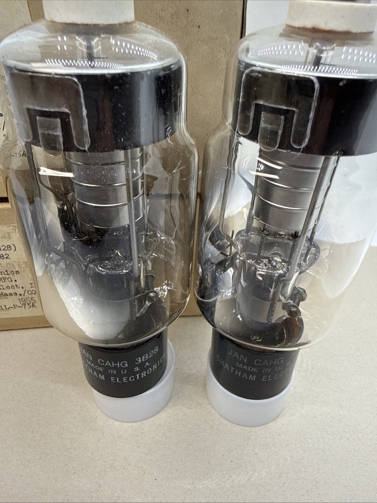 LOT OF (2) RECTIFIER ELECTRON TUBE JAN-3B28 / 3B28 / Chatham Electronic 1955
