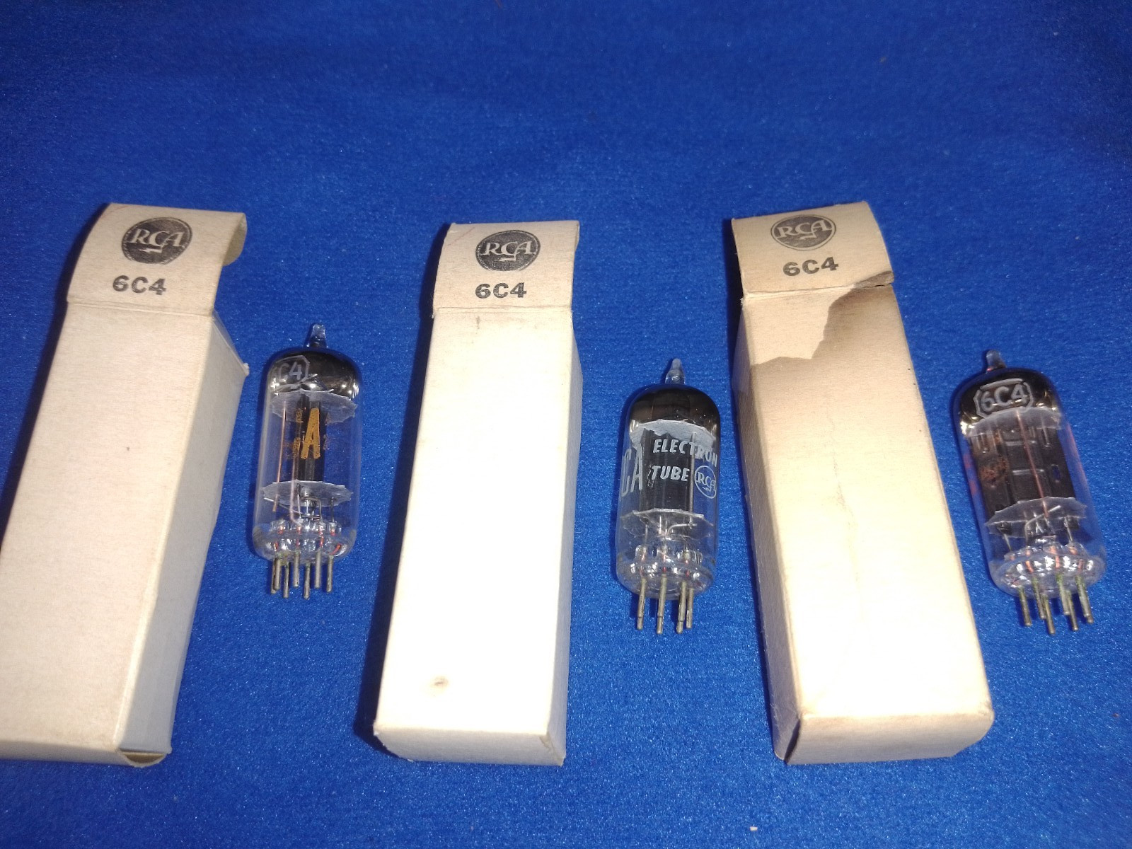 (3) RCA 6C4 TUBES – BLACK PLATES – 1950’s PRODUCTION – TV7 TESTED