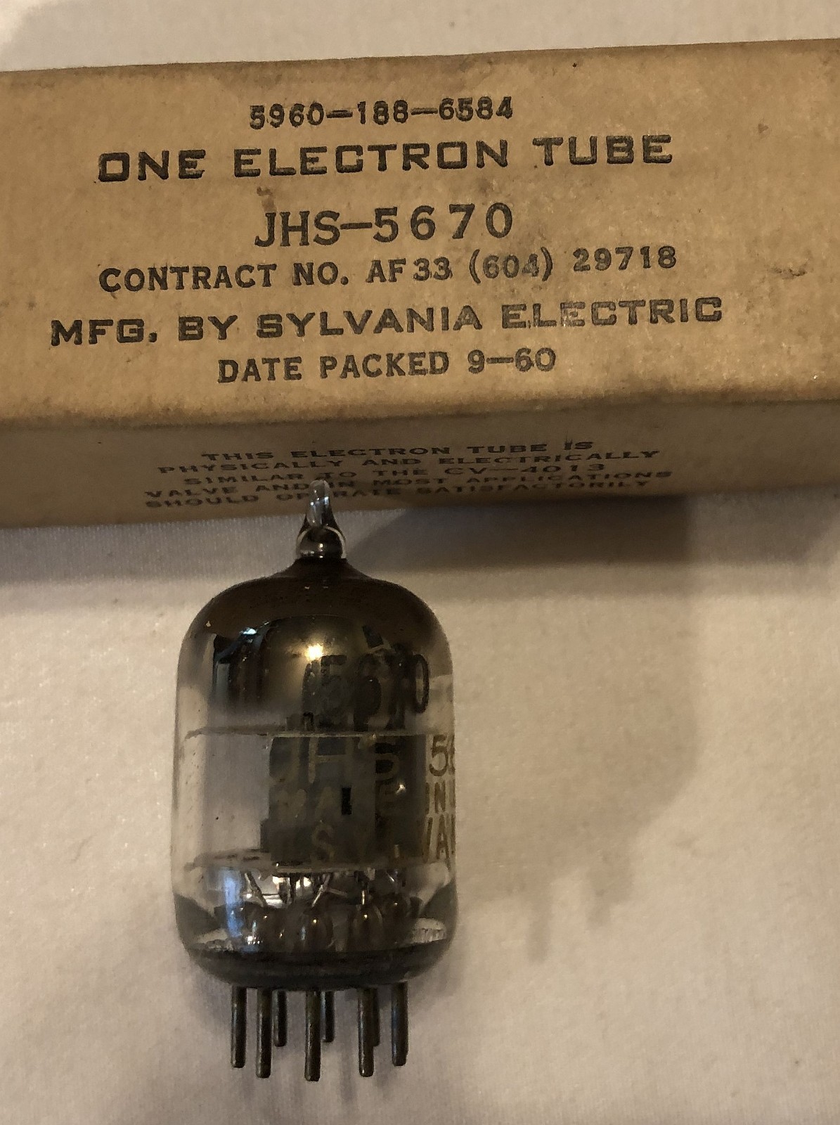 Military (Sylvania) 5670 Vacuum Tube. NIB, NOS, Double Triode VHF