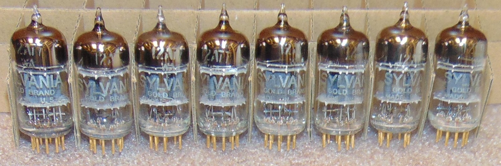 RARE 3 MICA* ONE TUBE * 12AT7 6201 NOS Sylvania [] Getter GOLD Pin 12AT7WA ECC81