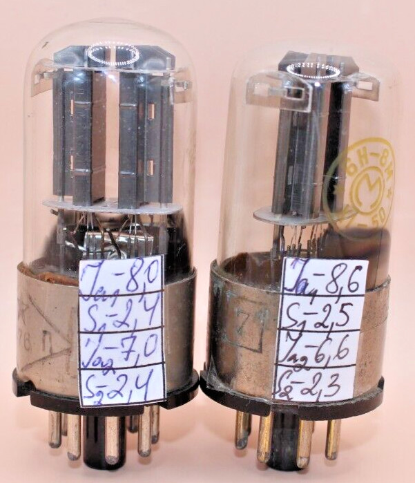 2x 6N8S / 6N8M / 6SN7 / 1578 MELZ / Tested / Matched Pair / Metal Base / 50s