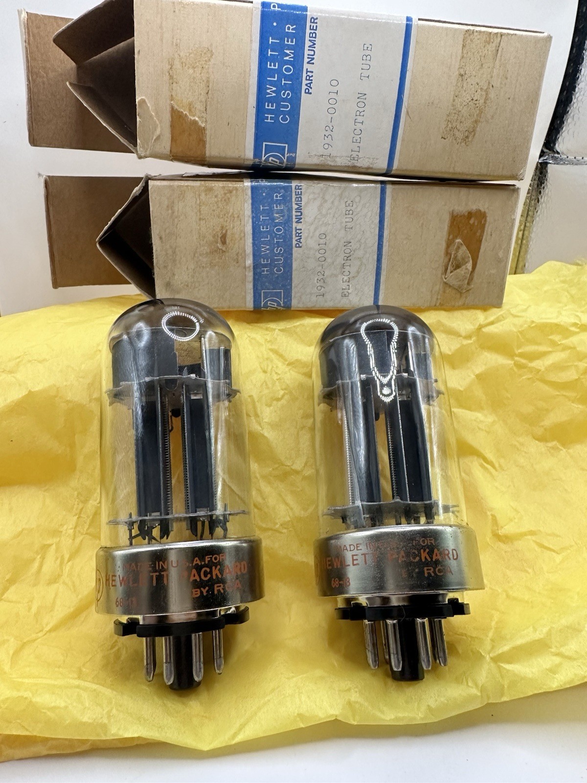 Matched pair HP RCA 6080 double triode ( 6AS7 5998) True triple mica NOS NIB