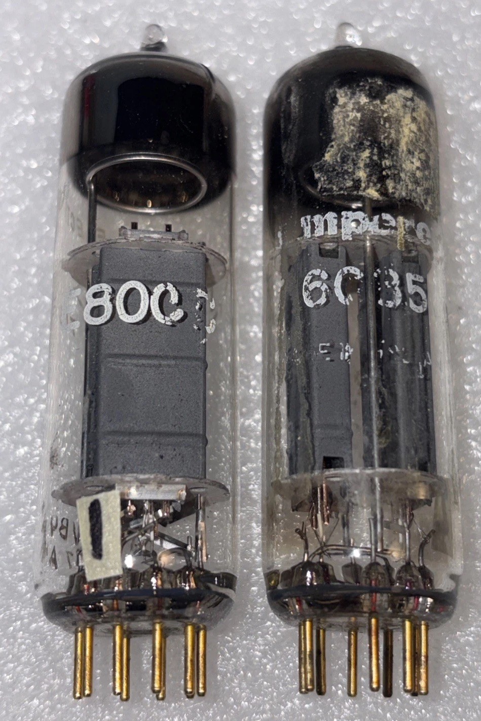 Pair Amperex 6085 E80CC Gold Pin Vacuum Tubes Amplitrex Tested NOS RARE