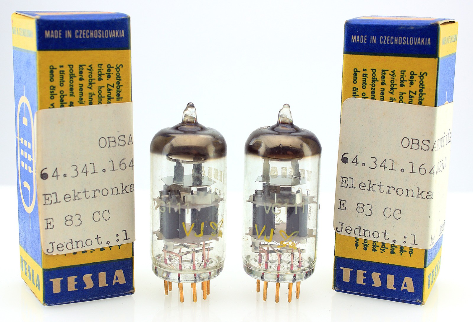 Matched Pair 1973 Tesla E83CC ECC83 ECC803S Gold Pin NOS Military Vacuum Tubes