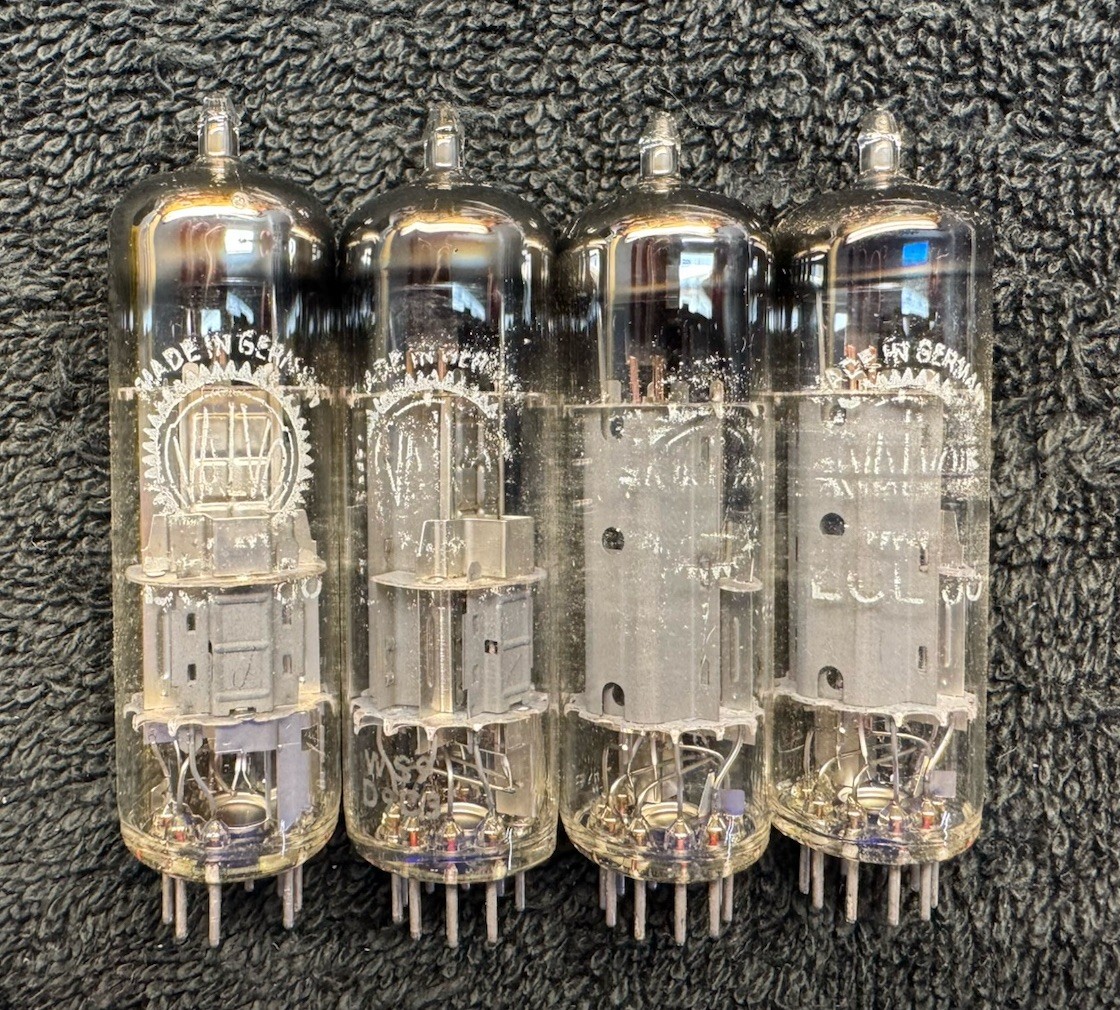 NOS Matched Quad Valvo 6GW8 ECL86 Tubes Germany 1969